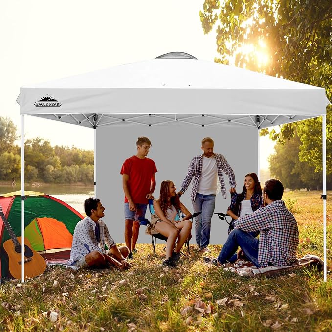 EAGLE PEAK Commercial Canopy 12x12 Pop Up Canopy Tent with 1 Sidewall, Easy Setup Heavy Duty Instant Event Shelter for Vendors & Markets, Outdoor Sun Shade, White