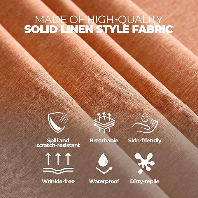 Decorelia Fall Farmhouse Round Table Cloth for Indoor/Outdoor, Harvest Thanksgiving Faux Linen Washable Tablecloth Cover for Party Dining & Kitchen Table Decor (60 Inch,Round (2-4 Seats), Orange)