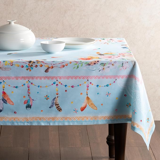 Maison d' Hermine Table Cloth Rectangle Table 100% Cotton 54 x 72 Inches Tablecloth Reusable Decorative for Dining Kitchen Room Farmhouse Party Home Hotel Restaurant Spring Summer - Ibiza - Blue
