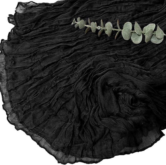 20Pack Black Cheesecloth Table Runner 10Ft Gauze Table Runner Black Cheese Cloth Table Runners Long Sheer Fabric Tablerunners for Wedding Party Bridal Shower Thanksgiving Christmas