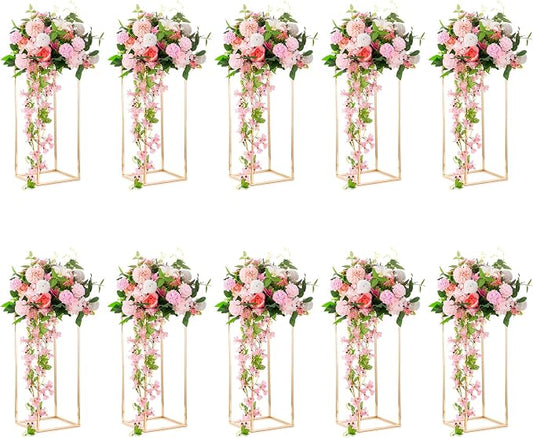 Gold Flower Stand for Table: 23.6” Tall Centerpiece Stand for Wedding Table Reception Floral Center Pieces with Home Decoration Party Event 10 PCS