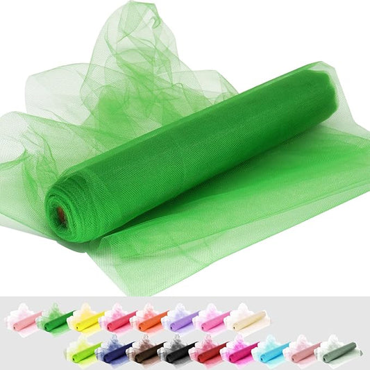 Green Tulle Fabric Roll, 54 Inch by 10 Yards (30 ft) for Wedding Party Decoration Spool Bolt, Ceiling Decor, Tutu Skirt, Gift Wrapping, Soft & Drape (Emerald Green)