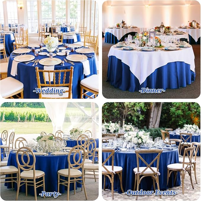 Showgeous 4 Pack Royal Blue Round Tablecloth - 120 Inch Polyester Table Cloth - Washable Decorative Fabric Table Covers for Wedding, Dining, Party, Banquet