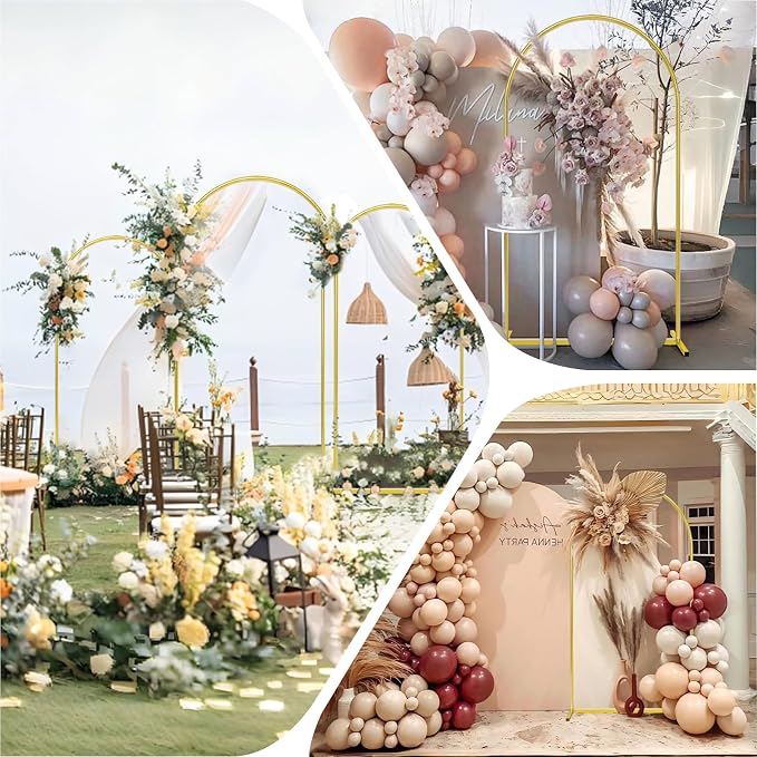 6.6FT Arch Backdrop Stand, Gold Metal Arch Stand Backdrop Ideal for Weddings, Birthday Parties, Baby Showers, Celebration Decorations