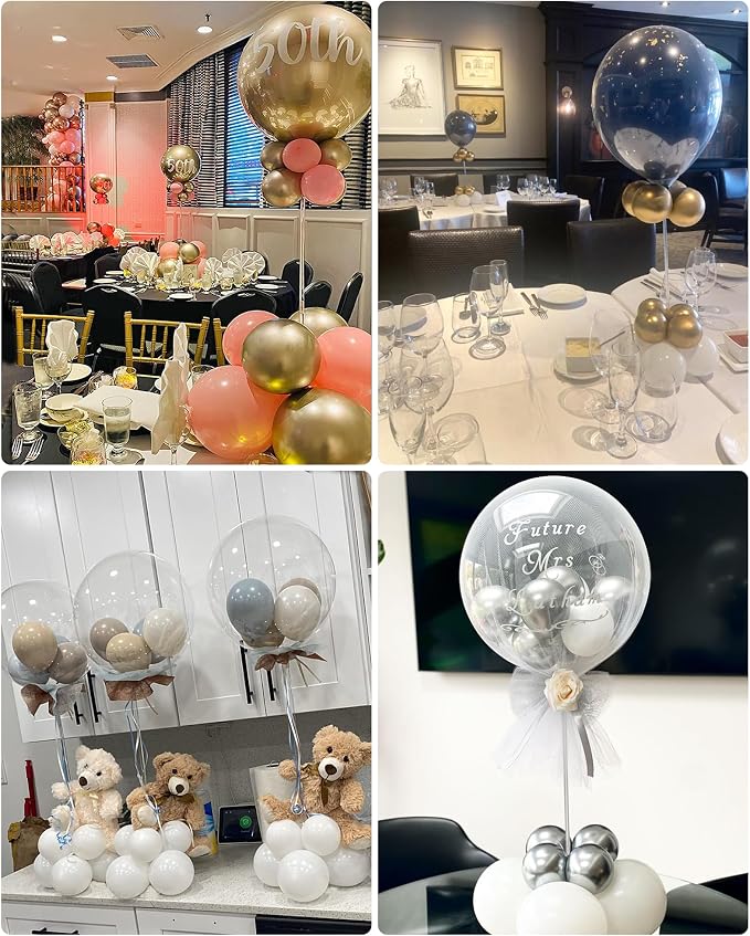 TEKXYZ 23.6 Inch Height Clear Acrylic Balloon Stand for Table Centerpiece Decoration, Set of 4
