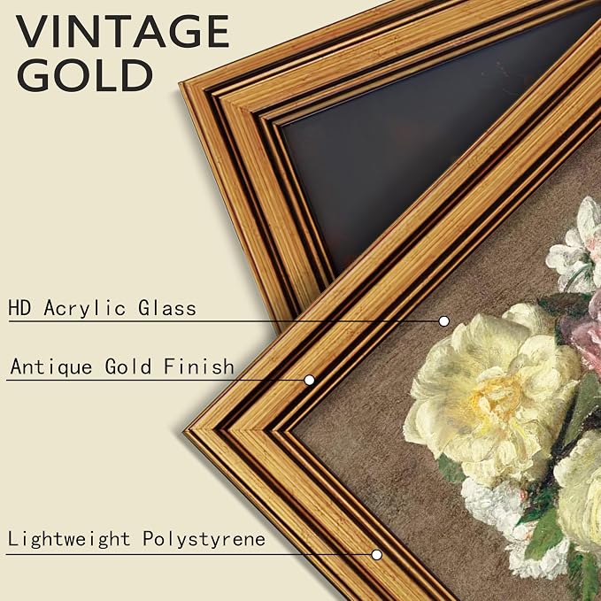 4x4 Picture Frame Vintage Gold for Tabletop & Wall Mount | 4 x 4 Photo Frame for Living Room, Bedroom, Office Décor & Father's Day Graduation Wedding Gift