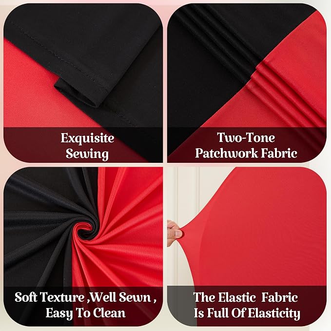 Wedding Arch Backdrop Cover Set of 3, Red and Black Double Color Arch Stand Covers, 7.2FT, 6.6FT, 6FT Spandex Fitted Arch Covers for Graduation Birthday Party Banquet Photography Background Decoration