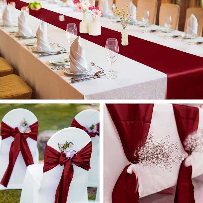 ANECO 4 Pack Satin Table Runner 12 x 108 Inch Long Bright Silk and Smooth Fabric Party Table Runner for Wedding Banquet Party Decoration