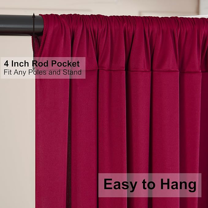 30ft×10ft Wrinkle Free Burgundy Backdrop Curtain for Wedding Party, 6 Panels 5×10ft Soft Silky Polyester Wine Red Photo Backdrop Drapes for Birthday Parties Baby Shower Mother's Day Photography