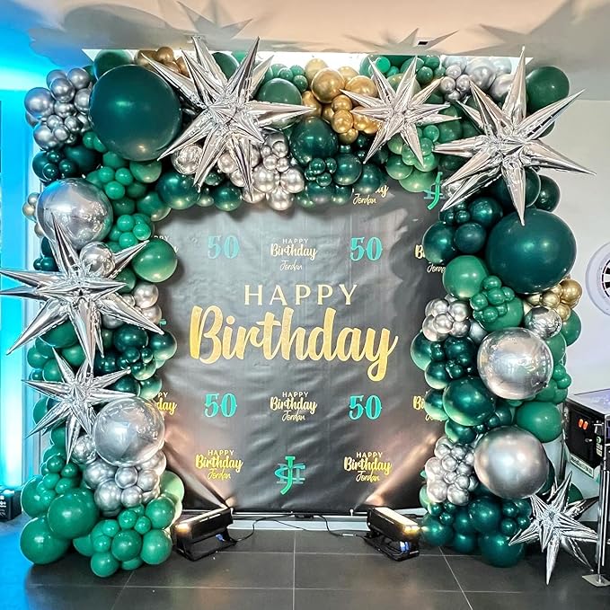 Emerald Green Double Stuffed balloons Different Size 115Pcs 5/10/12/18 Inch Dark Green Balloons Balloon Garland Arch kit for Birthday Baby Shower Jungle Safari Christmas Party