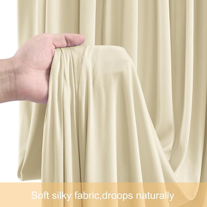 10 Panels Backdrop Curtains for Wedding Party Wrinkle Free Beige Backdrops Curtain Drapes Fabric Decorations Photo Back Drop Cloth for Baby Shower Photography Stage Reception 50ft(W) x 12ft(H)