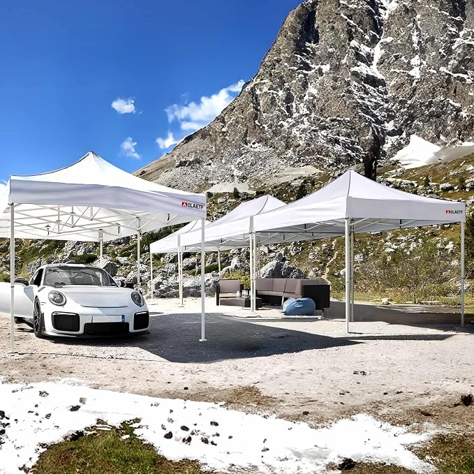 10x10ft Replacement Canopy Top-Heavy-Duty 500D 2500mm Waterproof & UPF 50+ UV Tent Cover with 8 Drainage Holes,Reinforced Straps for Camping,Trade Shows(Frame Not Included-White)