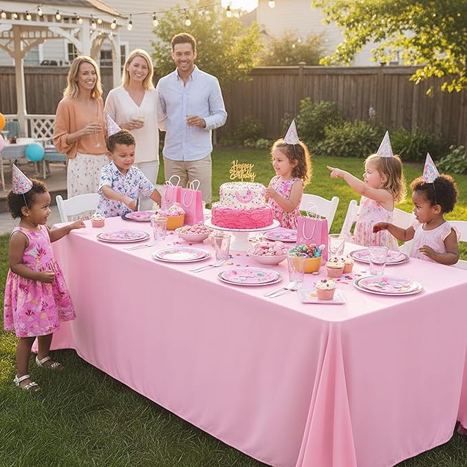 10-Pack Pink Tablecloths for Rectangle Tables, 60 x 102 Inches, Stain-Resistant Polyester Fabric for 6 Foot Tables - Washable Table Covers for Weddings, Banquets, Birthday Parties, Events