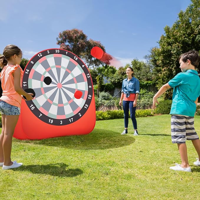 Goplus Giant Dart Board w/ 4 Kick Balls, Carrying Bag, Foldable Portable Throw & Kick Soccer Sport Target Games for Kids Adults Family Activities, Outdoor Yard Lawn Party Carnival Games