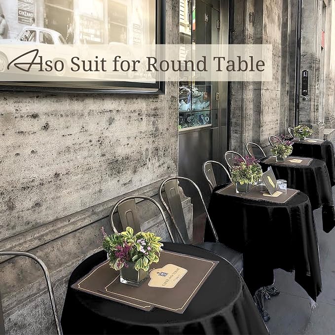 Pesonlook 12 Packs Square Tablecloth, 52×52 Inch Polyester Washable Square Polyester Table Cover for Tables/Buffet/Wedding/Party/Restaurant(Black)