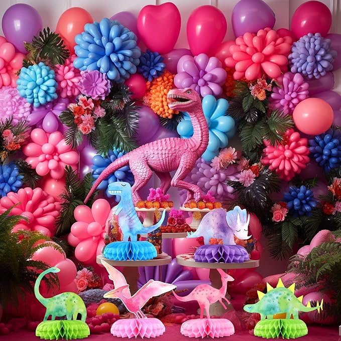 Dinosaur Baby Shower Centerpieces - 12 PCS Dino Party Honeycomb Centerpieces for Decorations - Dino Center Piece Dinosaur Table Topper for Kid