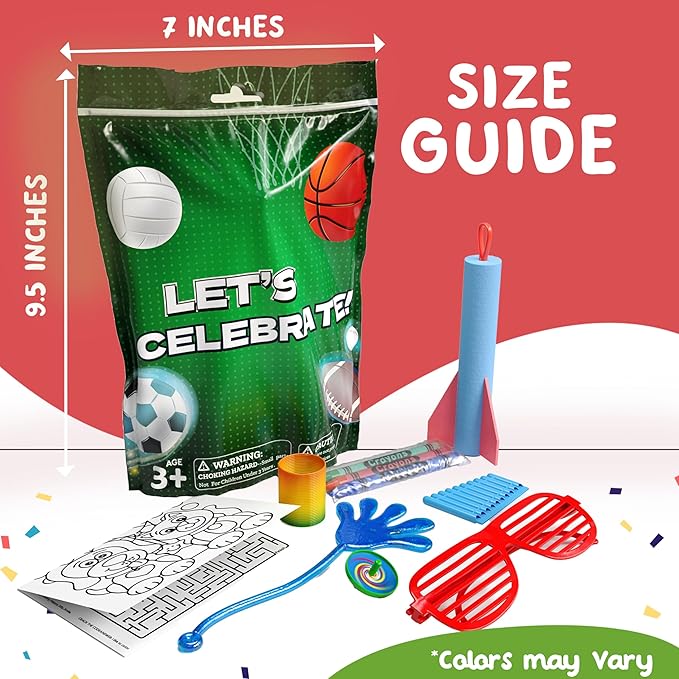 Crown Display Party Favors for Kids 10 Pre Filled Party Favor Bags - Sports Fun Goodie Bags Stuffers for Kids with Fidget Toys and Small Toys Goody Bag Stuffers - Party Favors for Kids 4-8