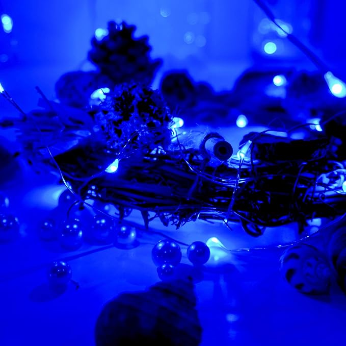 20 Packs Fairy String Lights, 6.6FT 20 LEDs Battery Operated Silver Copper Wire Starry String Light for DIY Party Christmas Costume Wedding Easter Table Decorations (Blue)