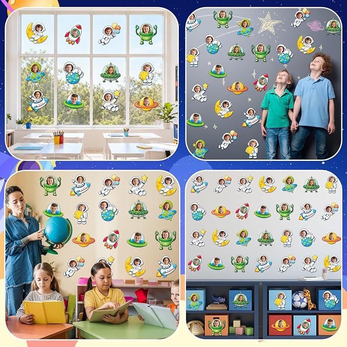 120Pcs Outer Space Theme Cutouts Back to School Bulletin Board Astronaut Alien Paper Cut-Outs Space Themed Classroom Decor for Boy Girl DIY Craft Photo Wall Kindergarten Preschool Party Favor Supplies