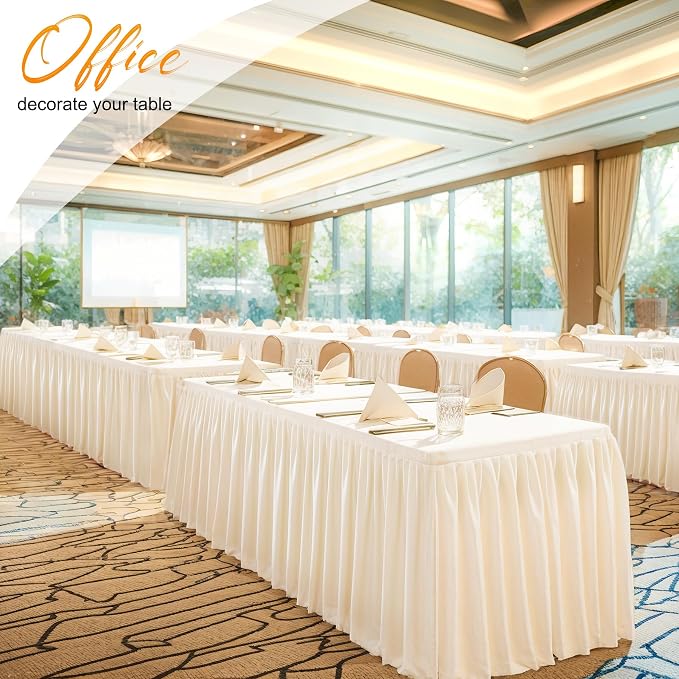 6 Packs Light Champagne Tableclothes for 6 Foot Rectangle Tables, Wrinkle Free Fitted Table Cloth 6ft Stretch Table Cover with Skirt for Parties Weddings Birthday Banquet Baby Shower