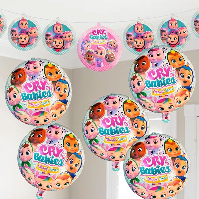 Cry Babies Birthday Party Kit – All-in-One Party Pack for 10 Kids with Licensed Decorations, Tableware, Treat Boxes, Foil Balloons, and Poster for Cry Babies-Themed Celebration