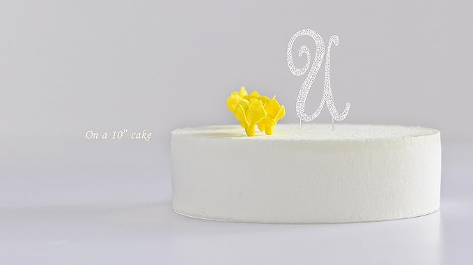 LOVENJOY Gift-Boxed 3" Silver Rhinestone Initial U Letter Cake Topper