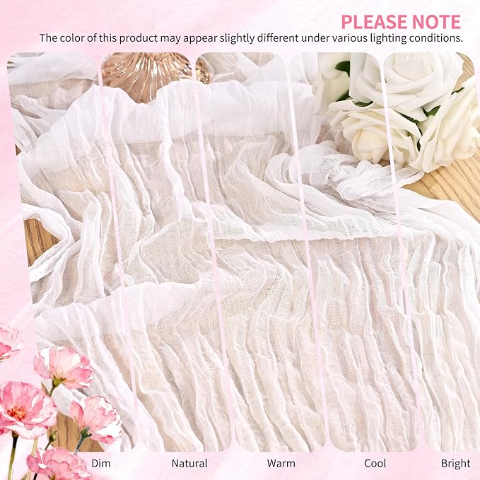 18 Pack Cheesecloth Table Runner 10FT White Table Runner Boho Gauze Cheese Cloth Table Runners Long Rustic Sheer Table Decorations for Wedding Party Baby Bridal Shower Birthday Holiday Home