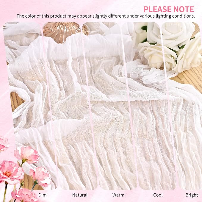 20 Pack White Cheesecloth Table Runner 10FT Boho Gauze Cheese Cloth Table Runners Romantic Rustic Sheer Table Decorations for Wedding Party Baby Shower Birthday Holiday Home
