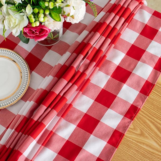 ShinyBeauty 4-Pack 54x54-Inch Red & White Checkered Tablecloths | Cotton Gingham Table Covers | Wrinkle-Free, Durable, Perfect for Christmas, Parties, and Outdoor Events