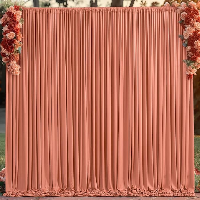 4 Panels Rust Backdrop Curtain for Parties Wedding Wrinkle Free Red Photo Curtains Backdrop Drapes Fabric Decoration for Birthday Party Baby Shower Christmas 20ft(W) x 10ft(H)