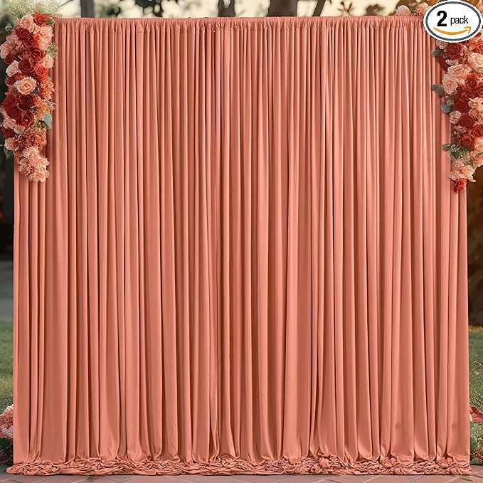 10x10 Rust Backdrop Curtain for Parties Wedding Wrinkle Free Red Photo Curtains Backdrop Drapes Fabric Decoration for Birthday Party Baby Shower Christmas 5ft x 10ft,2 Panels