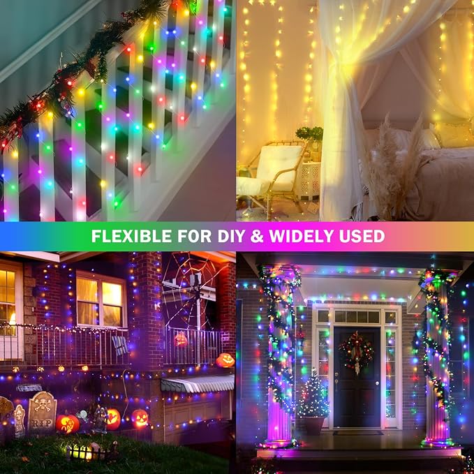 OMIKA 80ft Fairy Lights Plug in with Remote, 24 Colors 196 Modes Color Changing String Lights Dimmable, 240 LED Twinkle Lights with Timer for Outdoor Party Bedroom Indoor Christmas Halloween Décor