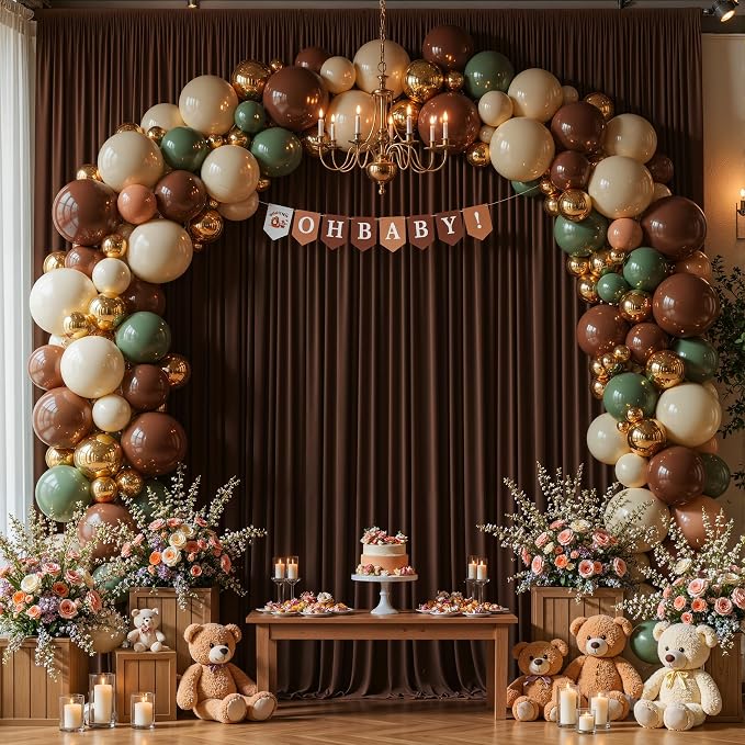 Dark Brown Backdrop Curtains-Wrinkle-Free Polyester Photography Drapes Party Curtain Background for Baby Shower Wedding Decorations- 40 X10FT