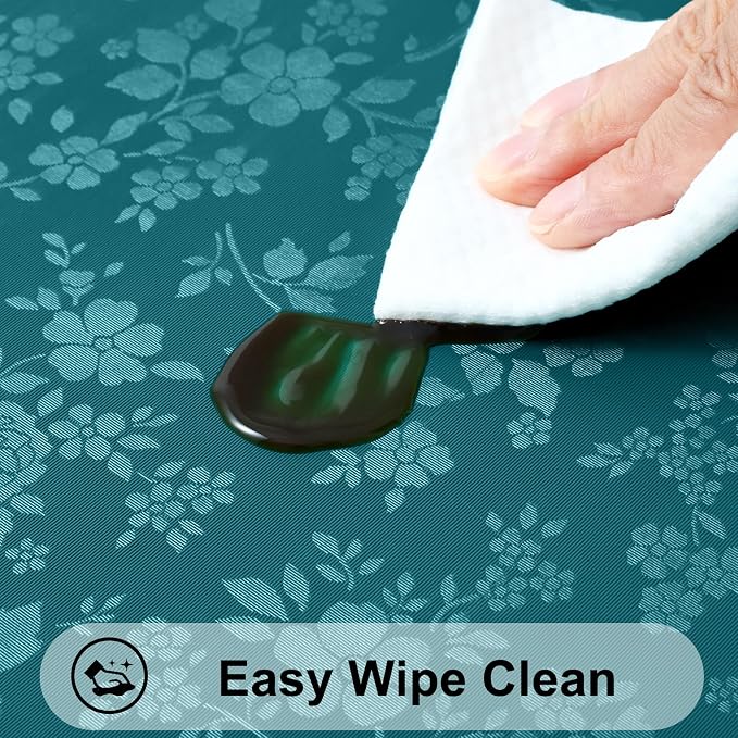 Smiry Rectangle Table Cloth, Waterproof Heavy Duty Vinyl Tablecloths, Wipeable Washable Table Cover for Kitchen and Dining Room (Emerald Green, 70" X 108")