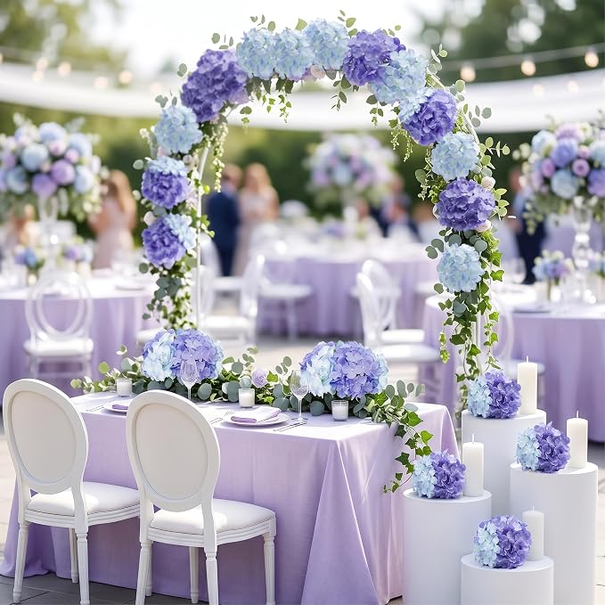 Auihiay 64Pcs Hydrangea Artificial Flowers Bulk, Faux Hydrangea Flowers Heads with Stems for Wedding Centerpieces Engagement Anniversary Birthday Housewarming(Mixed Purple)