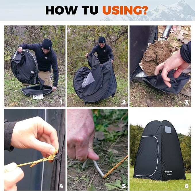 KingCamp Camping Shower Tent, Portable Outdoor Privacy Toilet & Changing Tent Windproof & Waterproof Easy Setup Shelter with Shower Bag for Camping Hiking Beach