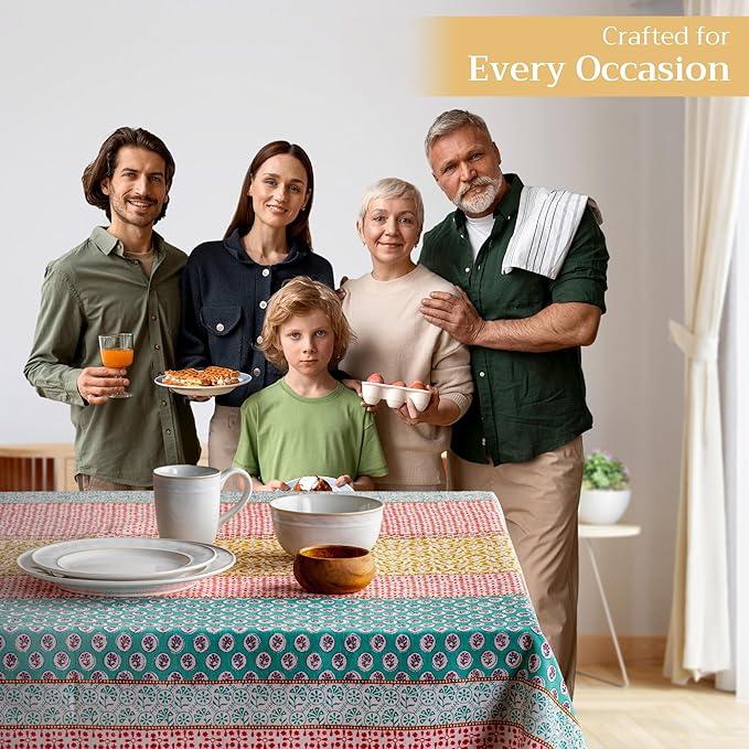 Maison d' Hermine Table Cloth Rectangle Table 100% Cotton 70 x 90 Inches Tablecloth Reusable Decorative for Dining Kitchen Room Farmhouse Party Home Hotel Restaurant Spring Summer - Provence