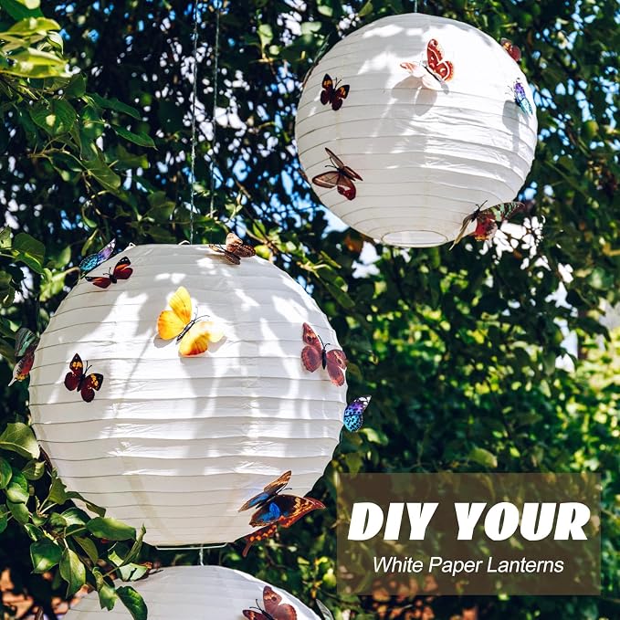 Treela 30 Pack White Chinese Japanese Paper Lanterns Decorative Hanging Round Paper Lantern Lamps for Wedding Birthday Party Decorations (4 Inch)