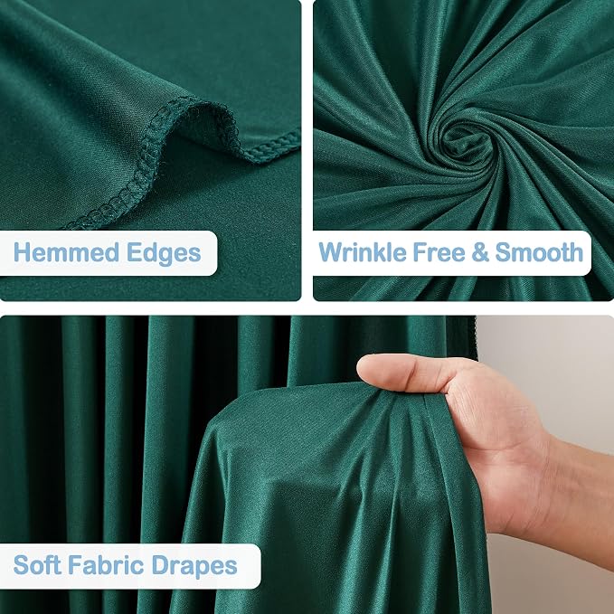 10 Panels Hunter Green Backdrop Curtains - Wrinkle Free Fabric Backdrop for Photoshoot, 10FT Wedding Party Photo Backdrop Drapes for Birthday Baby Shower Photography Stage Background Decorations