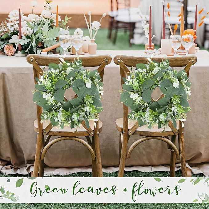 4 Pack 10 Inch Eucalyptus Candle Rings, Greenery Candle Rings Wreaths for Pillar Candles, Artificial Floral Candle Rings for Wedding, Farmhouse, Table Centerpieces Decor