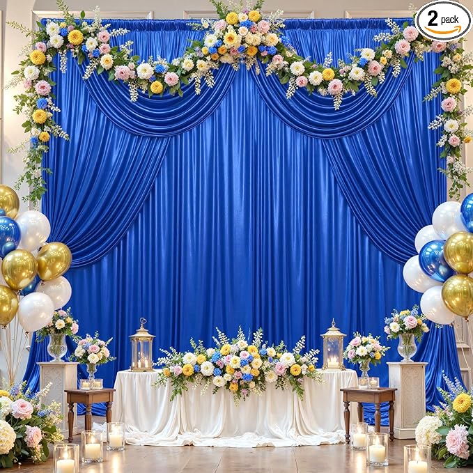 10x10 ft Royal Blue Sequin Backdrop Curtain Panels for Parties, Wrinkle Free Glitter Photo Backdrop Drapes 2 Panels 5x10FT Shimmer Back Drop Cloth for Wedding Birthday Christmas Photography Background