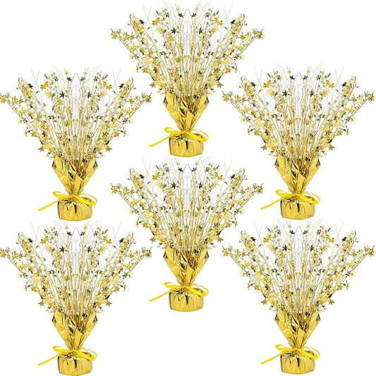 Crowye 6 Pcs Metallic Foil Spray Centerpiece Party Star Decoration Table Decor for Birthday Wedding Bachelorette Summer Party Holiday(Gold,Small Star)
