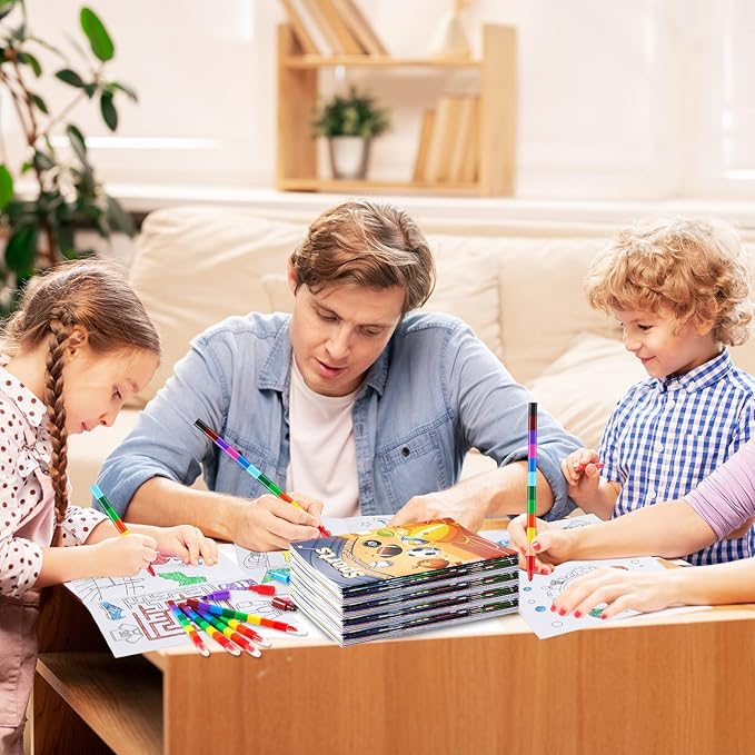 BenLouis 24 Sports Mini Coloring Books Kids with 24 Stacking Crayons Sports Party Favors Activity Books Bulk for Kids Boys Sports Birthday Goodie Bag Gift Stuffer Classroom Reward