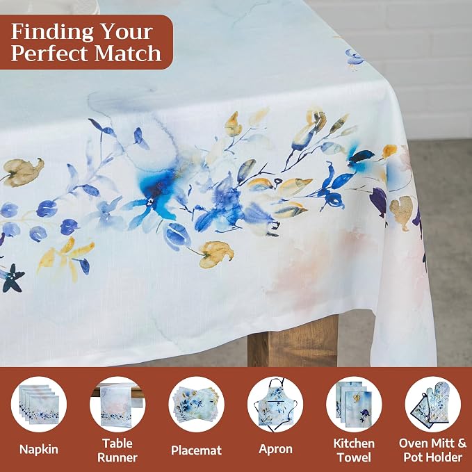 Maison d' Hermine Table Cloth Rectangle Table 100% Cotton 70 x 108 Inches Tablecloth Reusable Decorative for Dining Kitchen Room Farmhouse Party Home Hotel Restaurant Spring Summer - Lazy Summer Days