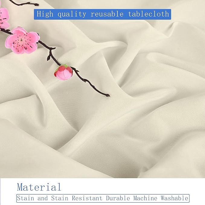 10 Pack Ivory Round Table Cloths, 90 inch Polyester Fabric, Wrinkle Resistant, Machine Washable, Perfect for Weddings, Parties, Everyday Use