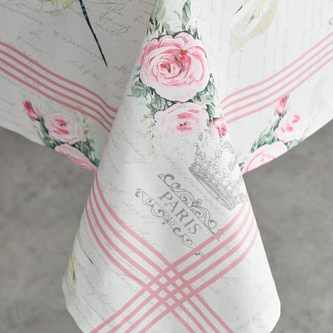 Maison d' Hermine Table Cloth Rectangle Table 100% Cotton 60 x 90 Inches Tablecloth Reusable Decorative for Dining Room, Farmhouse, Home, Party, Festive & Wedding Spring Summer - Champ De Mars