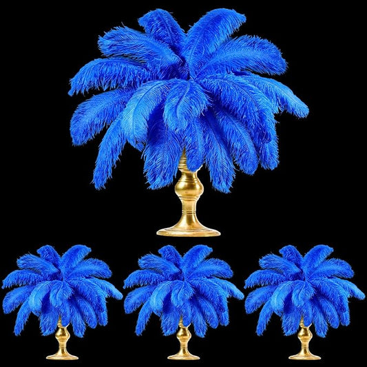 TaoBary Royal Blue 60 Pcs Natural Ostrich Feathers Plumes for Christmas Wedding Birthday Party Centerpieces 12-14 Inch, 10-12 Inch, 8-10 Inches Vase Feathers Flower Arrangement Decors DIY Crafts