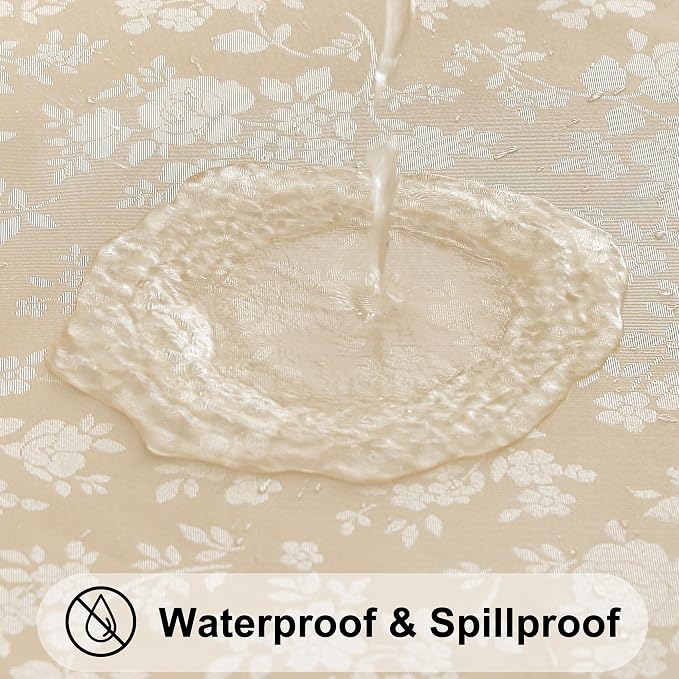 Smiry Rectangle Table Cloth, Waterproof Heavy Duty Vinyl Tablecloths, Wipeable Washable Table Cover for Kitchen and Dining Room (Beige, 60" X 84")