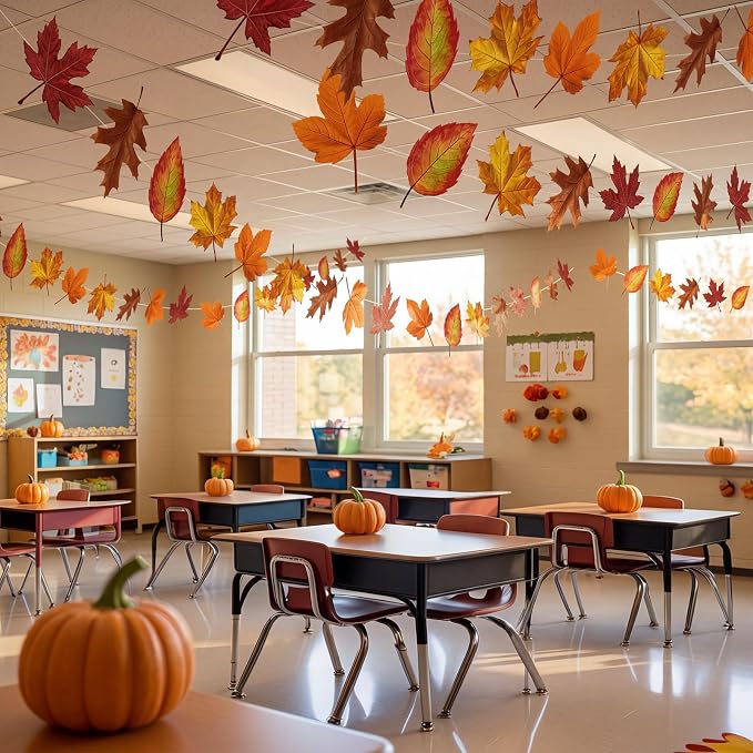 20 Pcs Fall Thanksgiving Hanging Decoration Large Fall Maple Leaf Hanging Decorations Autumn Leaf Decor Ornaments for Thanksgiving Harvest Festival Autumn Party Home Ceiling Wall Decor