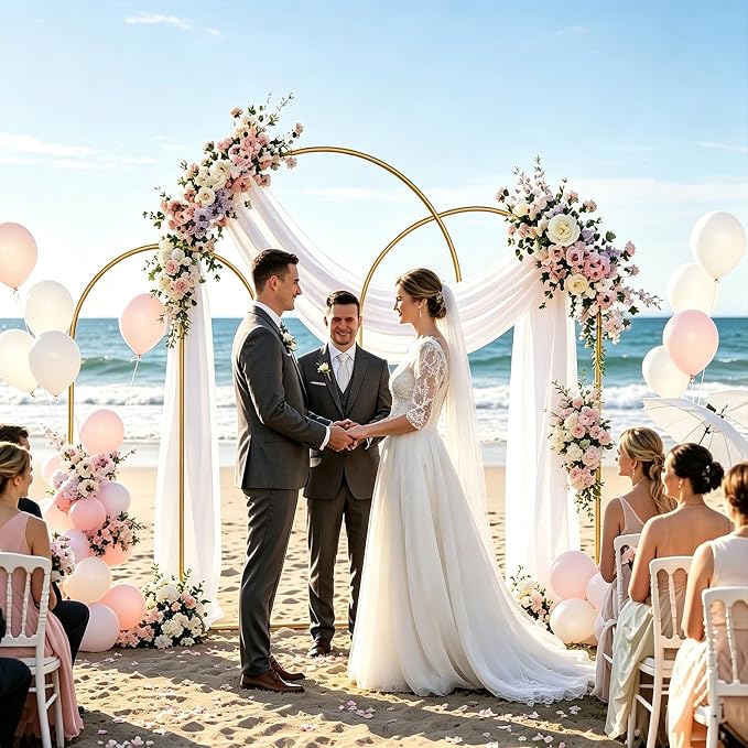 Gold Arch Backdrop Stand Set of 3(7.2FT/6.6FT/6FT),Wedding Arch Backdrop Stand,Balloon Arch Stand Metal Frame for Wedding Birthday Baby Shower Party Garland Ceremony Decor